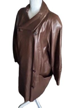 Stunning!! Vintage Lamb Leather Coat Jacket FAIRBROOKE Brown 90s Y2K 80s Small 6